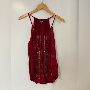 Lucky Brand Red Embellished Camisole